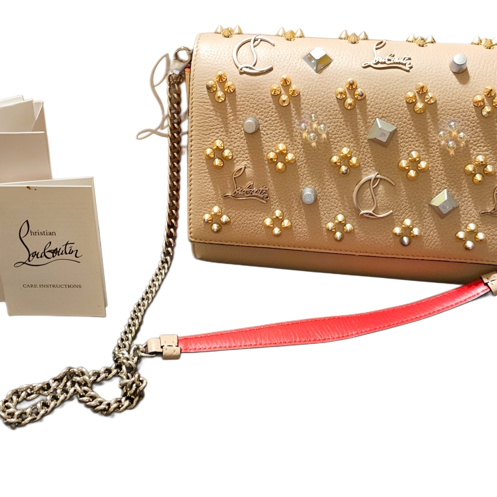 Christian Louboutin Gold and Red Embellished Clutch - PALOMA CLUTCH
